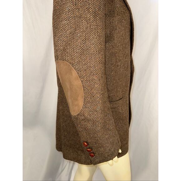 Vintage Stafford Tweed Blazer 42R – Wool Houndstooth Sport Coat with Suede Elbow - Picture 11 of 14